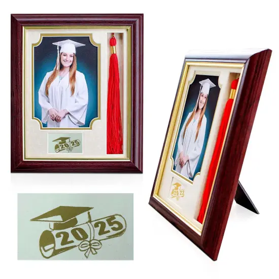 iFrame Graduation Photo & Tassel Frame I 5x7 & 8x10 Picture Frame For 2025 Class Year | Real Wood Cherry, Black and Walnut Finish I Wall Mount & Tabletop Graduation Frame | Made in USA {7}