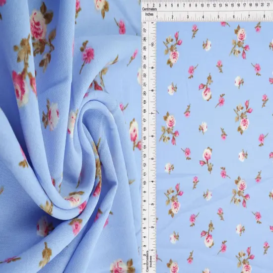 1 Yard Ditsy Floral Flower CEY Print Woven Fabric Lightweight 58/59 Inches Wide CHAMBRAY {1}