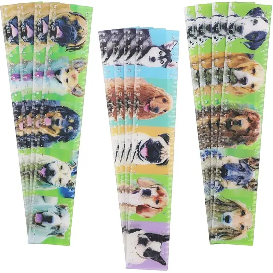 Dog 3D Plastic Rulers for Kids (3 Designs, 12 Pack) Multicolor {5}