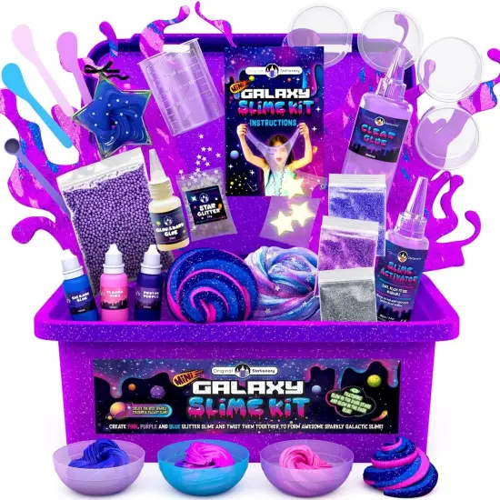 22-Piece Mini Galaxy Slime Kit with Glitter and Glow in The Dark Powder {1}