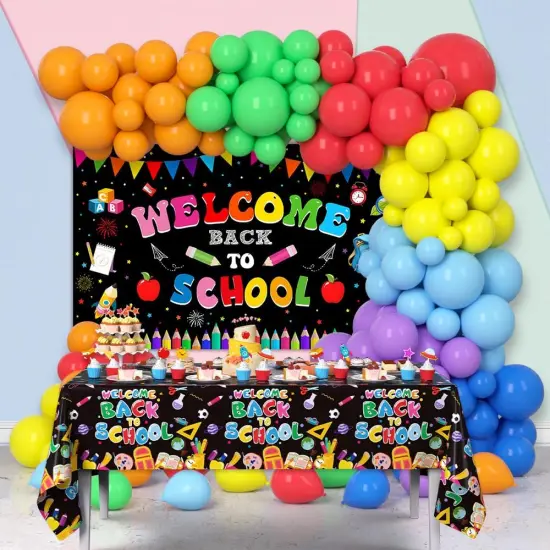 143Pcs Rainbow Balloons for First Day of School {1}