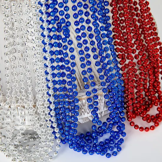 144PCS 4th of July Accessories Bead Necklaces Red Blue White {4}