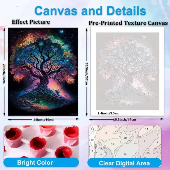 Tree of Life Paint by Numbers for Adults Beginner Canvas Arts Craft for Home Wall Decor 16x20 Inch {3}