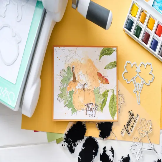 Sizxix A5 Clear Stamps With Framelits Die By 49 And Market-Pencil Line Harvest {4}