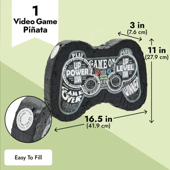 Video Game Pinata for Boys, Gamer Birthday Decorations and Party Supplies, Controller Shaped (Small, 16.5x11x3 in), For Ages 3+ Black {4}