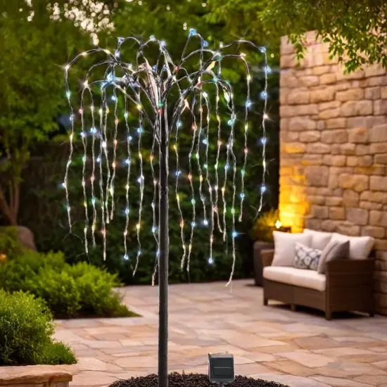 Collections Etc Collections Etc. LED Solar Willow Tree, Outdoor Solar Tree with Colorful Solar-Powered Lights with Adjustable Branches {5}