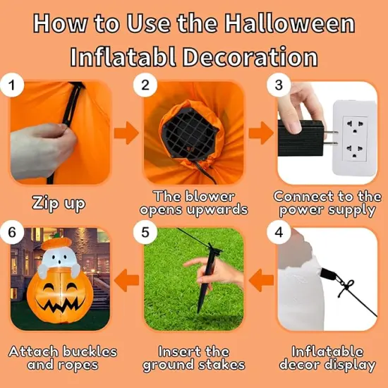 Inflatable Pumpkin Ghost Halloween Decorations Outdoor {4}