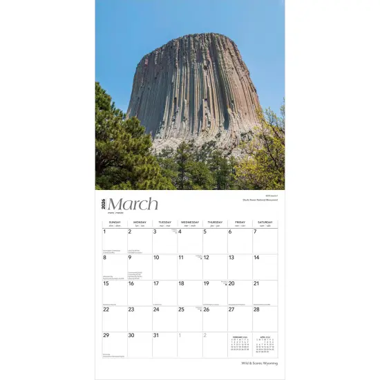 Wyoming Wild & Scenic | 2026 12 x 24 Inch (Hanging) Monthly Square Wall Calendar | Plastic-Free {3}