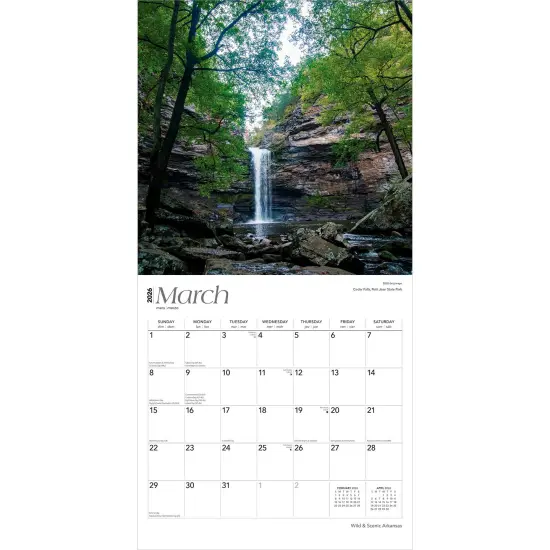 Arkansas Wild & Scenic | 2026 12 x 24 Inch (Hanging) Monthly Square Wall Calendar | Plastic-Free {3}