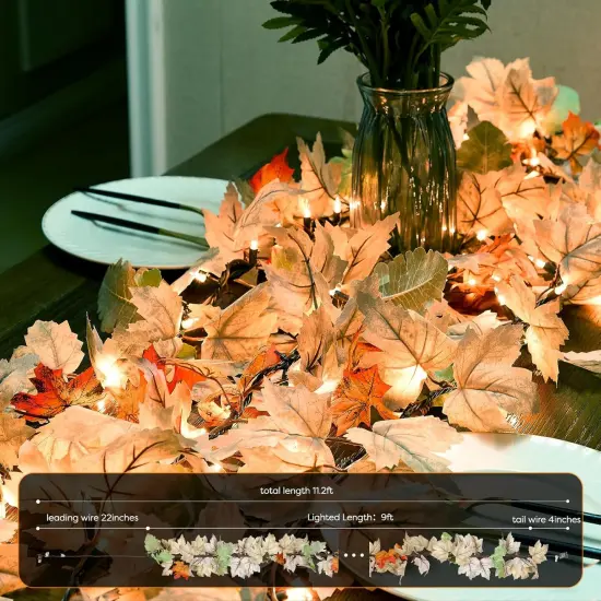 9FT Plug in Fall Garland with Lights - Warm Light {6}