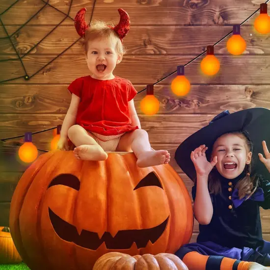 25 Pack G40 Orange Halloween String Lights Replacement Light Bulb {4}