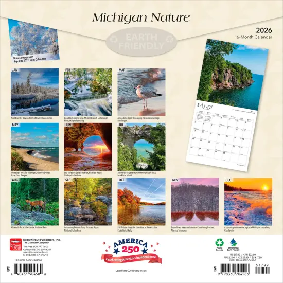 Michigan Nature | 2026 12 x 24 Inch (Hanging) Monthly Square Wall Calendar | Plastic-Free {2}