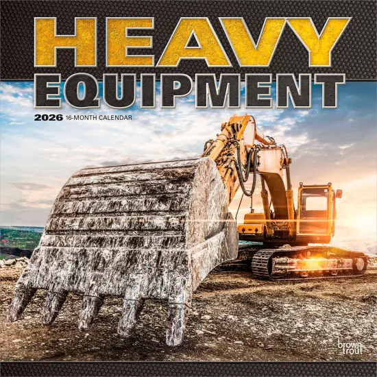Heavy Equipment | 2026 12 x 24 Inch (Hanging) Monthly Square Wall Calendar | Plastic-Free {1}