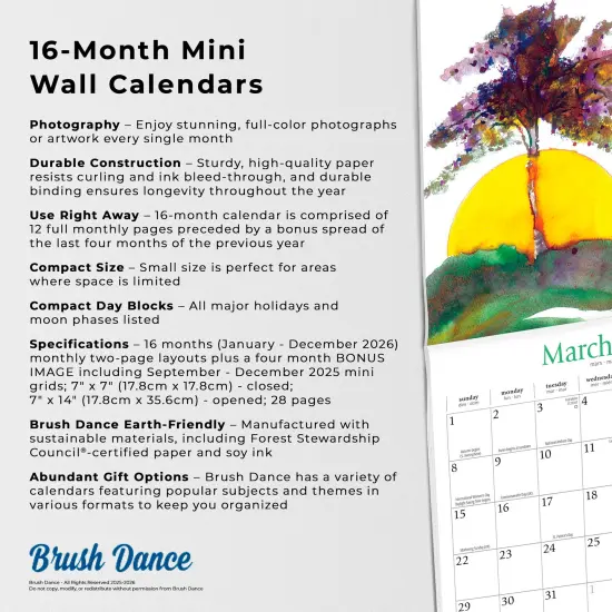 Live with Intention | 2026 7 x 14 Inch (Hanging) Monthly Mini Wall Calendar | Featuring the Artwork of Renee Locks {6}