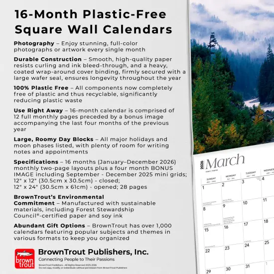 Alaska Wild & Scenic | 2026 12 x 24 Inch (Hanging) Monthly Square Wall Calendar | Plastic-Free {6}