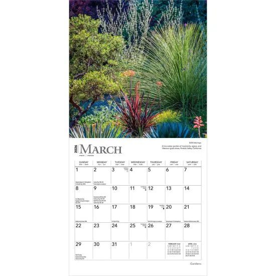 Gardens | 2026 7 x 14 Inch (Hanging) Monthly Mini Wall Calendar {3}