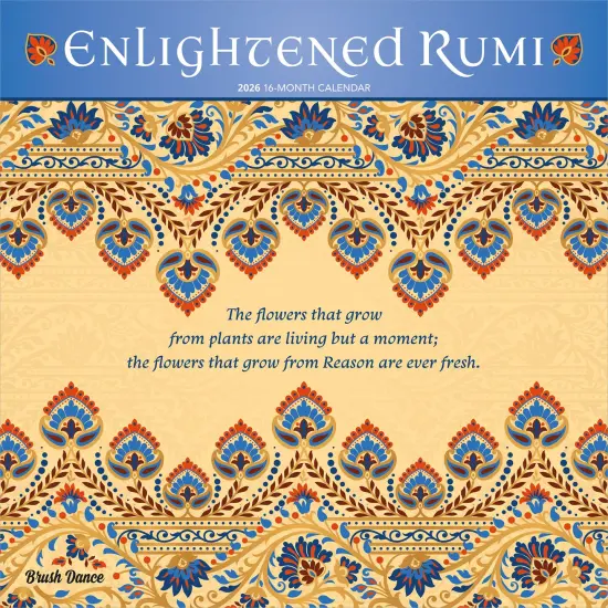 Enlightened Rumi | 2026 12 x 24 Inch (Hanging) Monthly Square Wall Calendar | Plastic-Free {1}
