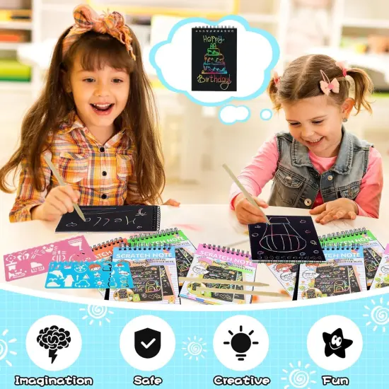 24 Pack Rainbow Scratch Notebook,Scratch Paper Art for Kids {8}