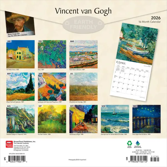 Vincent van Gogh | 2026 12 x 24 Inch (Hanging) Monthly Square Wall Calendar | Plastic-Free {2}