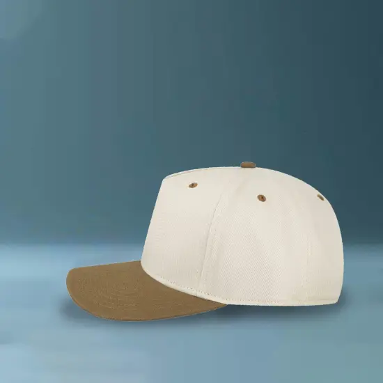 1 Count Heritage Twill Cap Mid Profile Five Panel Cotton with Contrast Eyelets Button Stone/Brown {7}