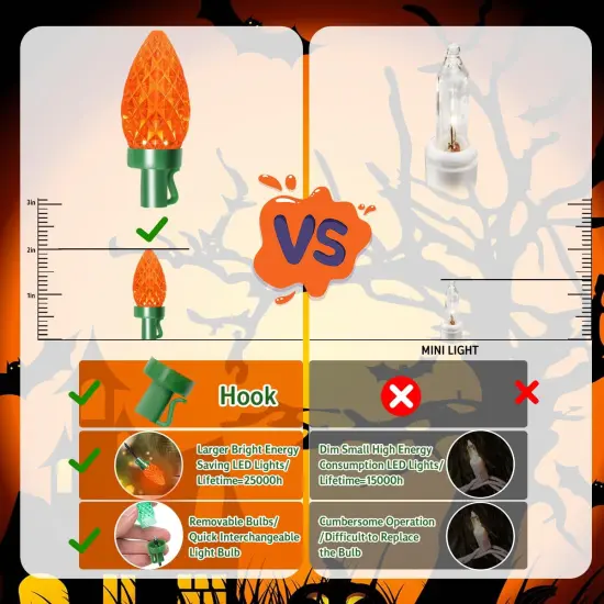 C7 Solar Powered 50 LED Halloween String Lights {4}