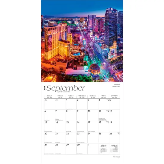 Las Vegas | 2026 12 x 24 Inch (Hanging) Monthly Square Wall Calendar | Foil Stamped Cover | Plastic-Free {4}