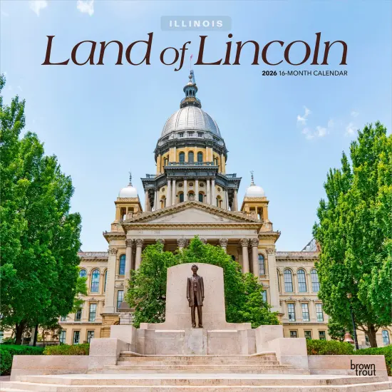 Land of Lincoln | Illinois Places | 2026 12 x 24 Inch (Hanging) Monthly Square Wall Calendar | Plastic-Free {1}
