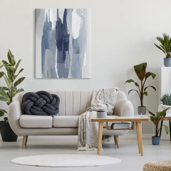 Stupell Industries Layers of Blue and White Abstract Movements Canvas Design By Jackie Hanson {2}