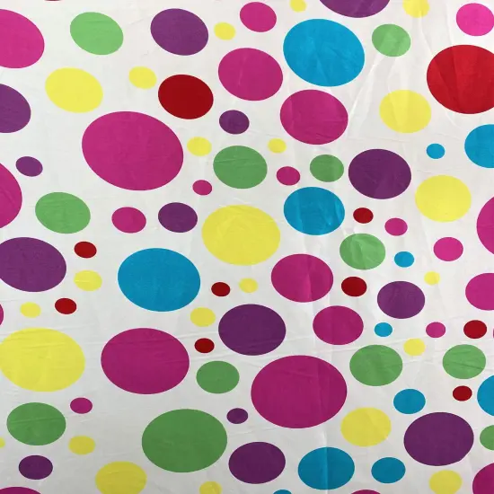 1 Yard Multicolor Polka Dot Satin Fabric White Background Lightweight Semi Shiny Polyester 58 Inch Width {3}