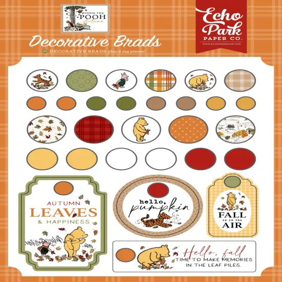 Echo Park Decorative Brads-Winnie The Pooh Autumn {1}