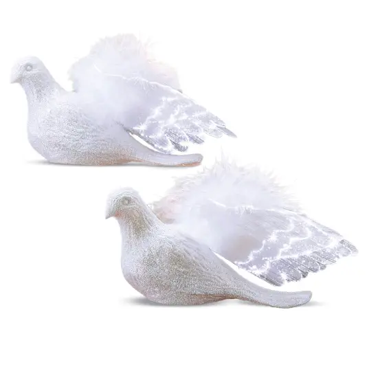 Collections Etc Holiday Fiber Optic Lighted Doves Decoration - Set of 2 {2}