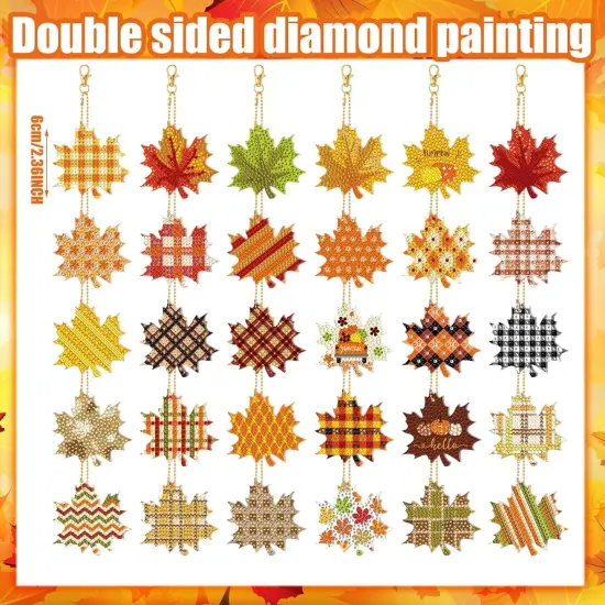 DIY Maple Leaf Fall Diamond Painting Keychain Ornaments Kits for Adults {3}
