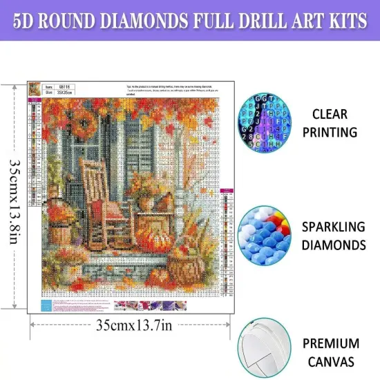 14x14 Inch - Autumn Chair Diamond Art Painting Kits for Adults {4}