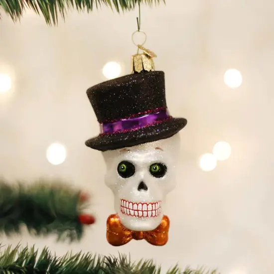 Old World Christmas 4.25 In Top Hat Skeleton Halloween Tree Ornament , Halloween Decor Ornament Halloween Spooky White {3}