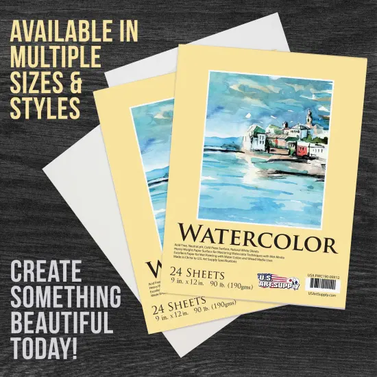 9" x 12" Premium Heavyweight Watercolor Paper Pad, Pack of 2 (24 Sheets Each), 140lb (300gsm) - Spiral Bound, Cold Pressed, Acid-Free, Wet, Water Color Paper - For Artists, Students {5}