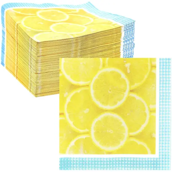 Lemon Paper Napkins for Summer Fruit Party (6.5 x 6.5 In, 150 Pack) Yellow {1}