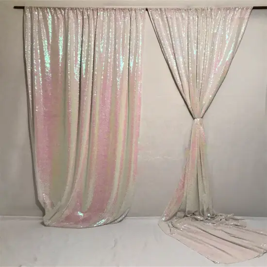 1 Yard Sparkling Sequin Backdrop Fabric Polyester Decorative Drapery 4 ft. W X 8 ft. H X-Mas Green {2}