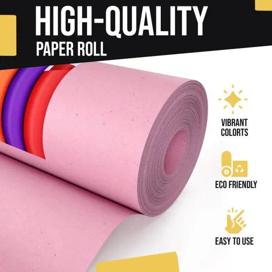 Kraft Paper Roll 17.75" X 1320" (110' Ft) Colored Paper Roll - Packing Paper Roll - Craft Supplies - Kraft Wrapping Paper Perfect as Shipping Paper Craft Paper Roll by Crown Display Pink {4}
