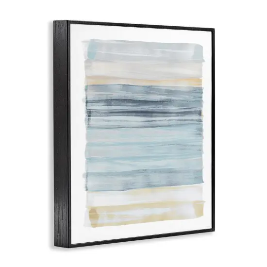 Stupell Industries Tranquil Blue Beige Stripes Pattern Casual Painting Framed Giclee Design By Dan Meneely {3}