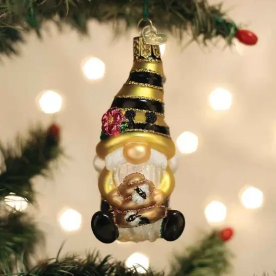 Old World Christmas 3.75 In Bee Happy Gnome Tree Ornament , Spring Flower Bee Hive Yellow {3}