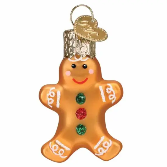 Old World Christmas 2.0 Inch Mini Gingerbread Man Christmas Tree Ornament , Gumdrops SeriesGreen Hook Brown {1}