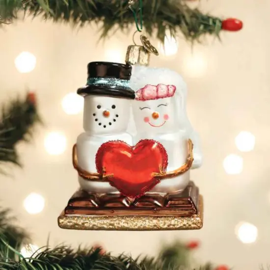 Old World Christmas 3.5 Inch S'mores In-Love Tree Ornament , Ornament Bride Groom Marshmallow White {3}