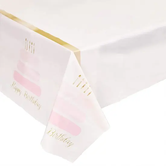 Sparkle and Bash Plastic Table Covers for Birthday &ndash; Disposable, 54 &times; 108 Inches, Pack of 3 Pink {1}