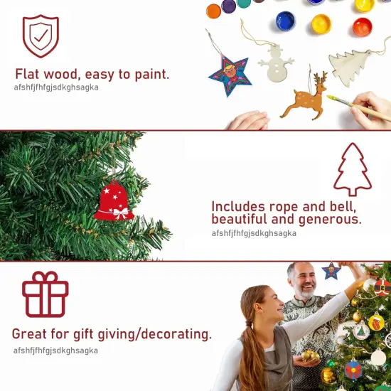 50pcs Christmas Wooden Ornaments for Crafts {4}