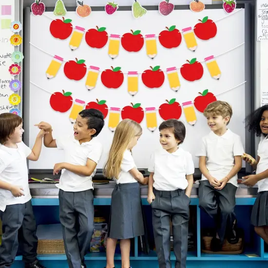 4Pcs Pencil Apples Felt Banner {2}