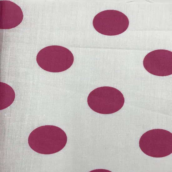 1 Yard White Poly Cotton Fabric with Fuchsia Dots Vibrant Polka Dot Fabric for Sewing, Crafts & Home Decor 59/60 Inches {1}