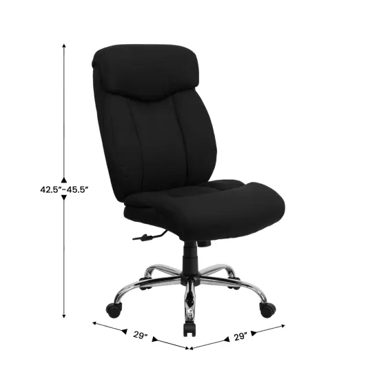 Emma and Oliver 400 lb. Big & Tall High Back Full Headrest Ergonomic Office Chair w/ Chrome Base Black Fabric {2}