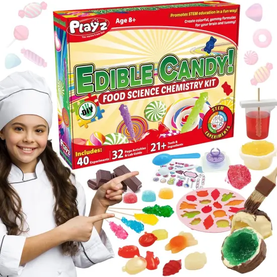 Edible Candy Making Science Kit for Kids Ages 8-12 Years Old - Food Science Chemistry Kid Science Kit with 40 Experiments to Make Your Own Chocolates, Educational Science Kits for Boy & Girls {1}