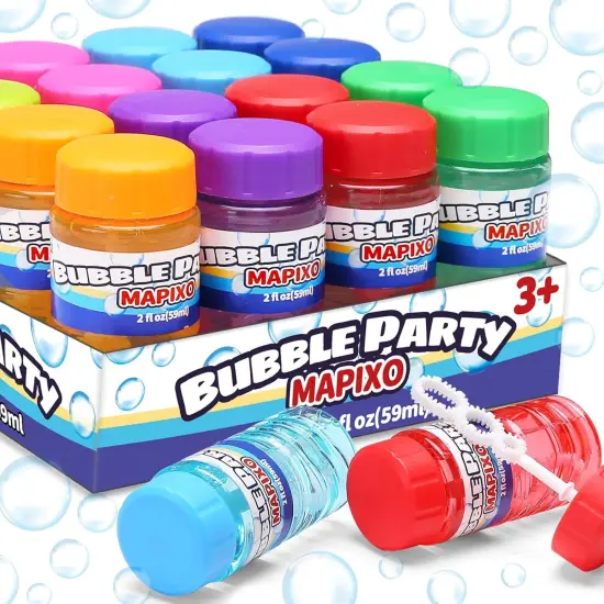 16 Pack Bubble for Kids Party Favors, Bubble Bottle with Wand Attached to The Cap, 8 Colors Bubbles Bulk Set with Gift Box, Blow Bubbles Solution Toy for Birthday, Summer, Goody Bag Stuffers Supplies {1}