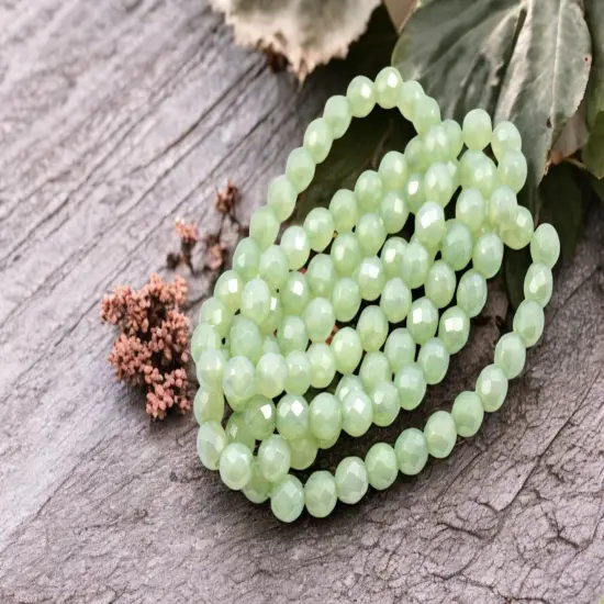 *20* 8mm Sage Opaline Luster Fire Polished Round Beads {3}